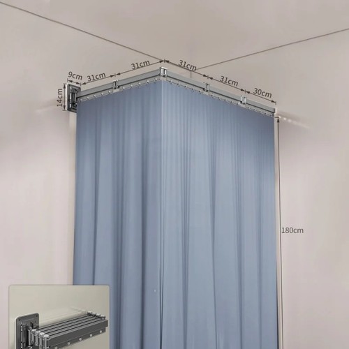 Folding rod shower curtain set - folding,